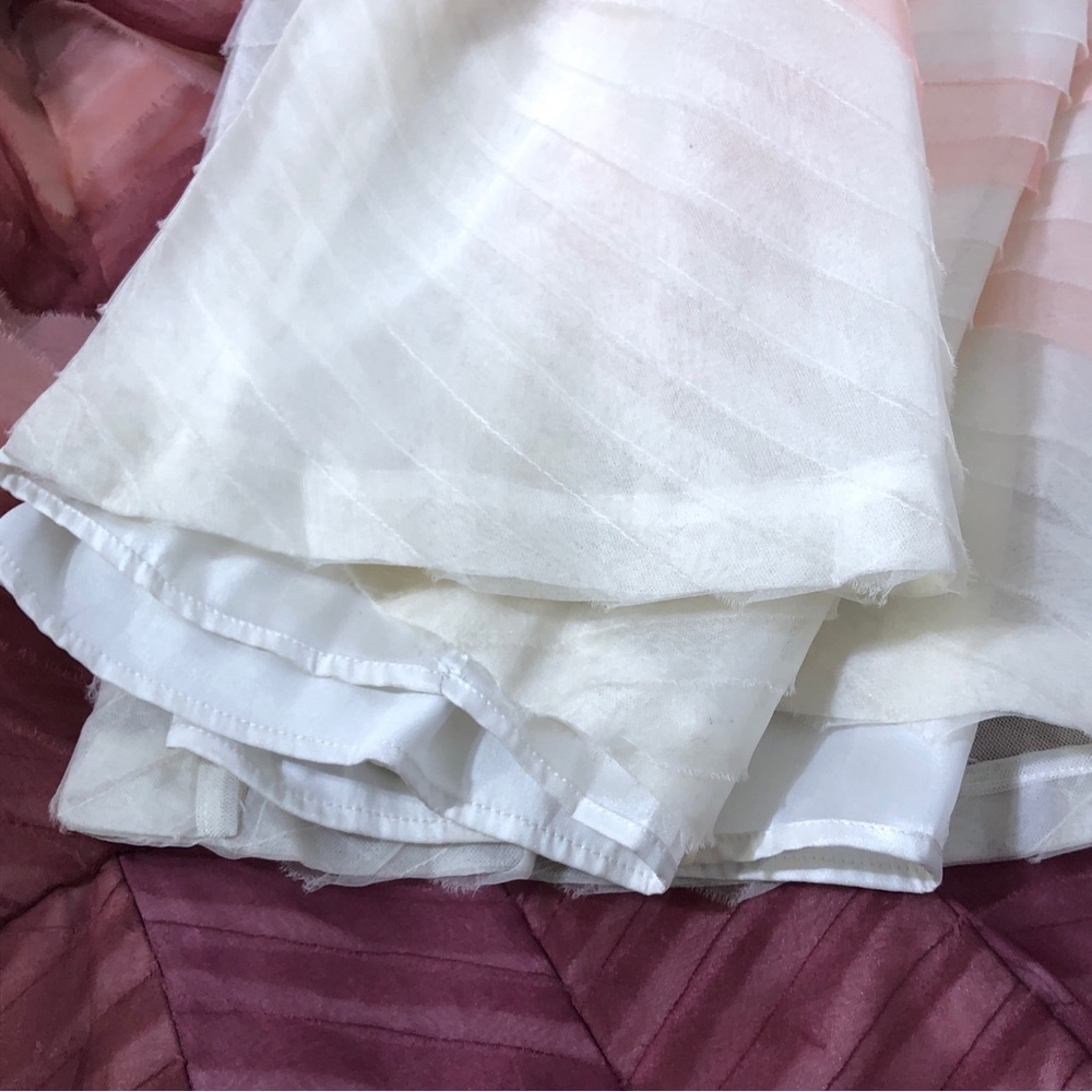 Parker Pink Silk Tiered Ombre Chiffon Strapless Sweetheart Prom Gown Maxi Dress - Picture 9 of 14